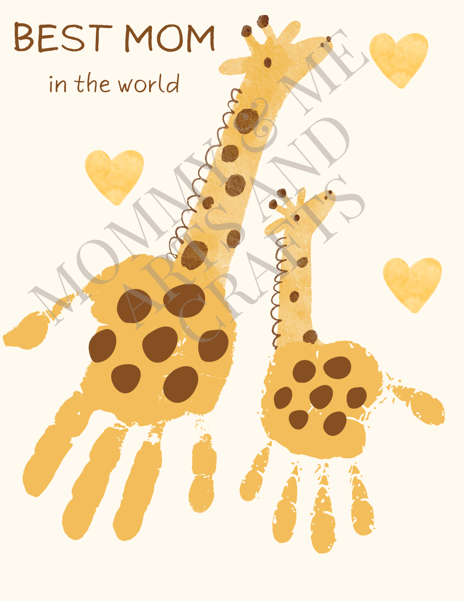 Mommy & Baby Giraffes Handprint Keepsake